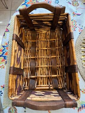 Handwoven Brown Wicker Storage Basket with Handles